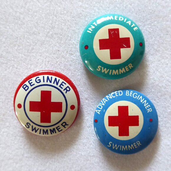 VINTAGE AMERICAN RED CROSS SWIMMING SWIMMER BADGES PIN BUTTON AWARD LOT OF 3 - Picture 1 of 6